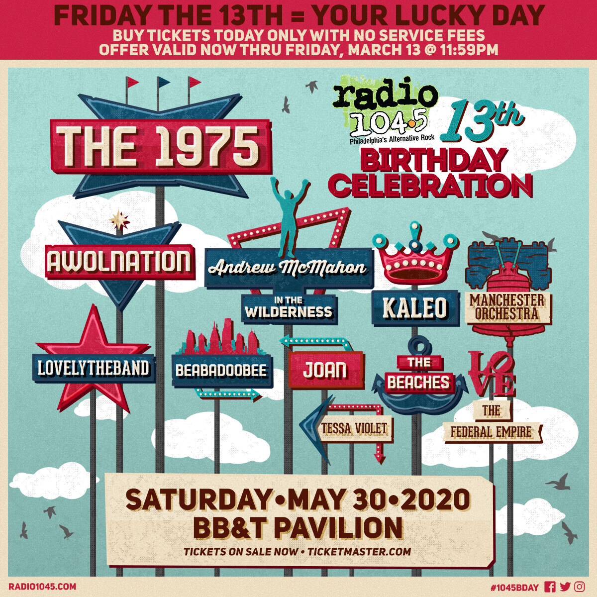 Alt1045Philly's tweet photo. Heyooo! Don’t forget, if you’re looking to grab your tix to our 13th #1045BDAY, today there are ZERO SERVICE FEES all day til midnight! NO CODE NEEDED! https://t.co/b7EeKcN3xF https://t.co/bjZCwGVZTo