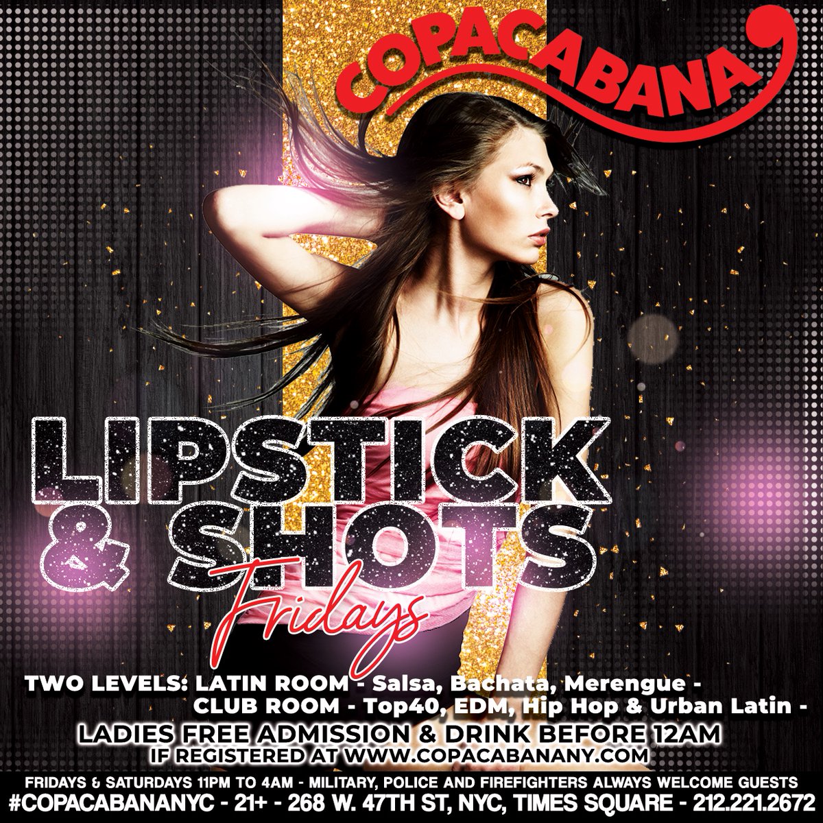 CopacabanaNYC's tweet photo. It’s Ladies Night!! At the CopaCabana                     Every Friday from 11pm to 4am!
For more info go to https://t.co/7Azql7rp9Q.                                            #Copacabana #CopacabanaNYC #LadiesNight #Party #GoodVibes #Shots #Drinks #Fun #Dance #Club #ClubNYC https://t.co/e1ByUMoGAV