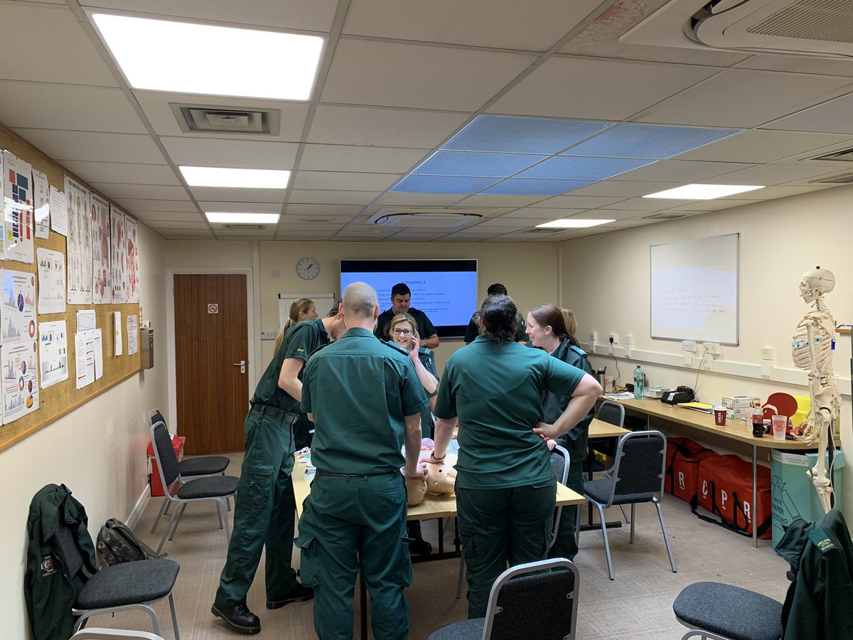 JsyAmbulance's tweet photo. Great couple of days of mandatory training with a couple of cohorts of all levels of our clinicians. #lifelonglearning #CPR #simonthesimman https://t.co/yb85nJzwYu