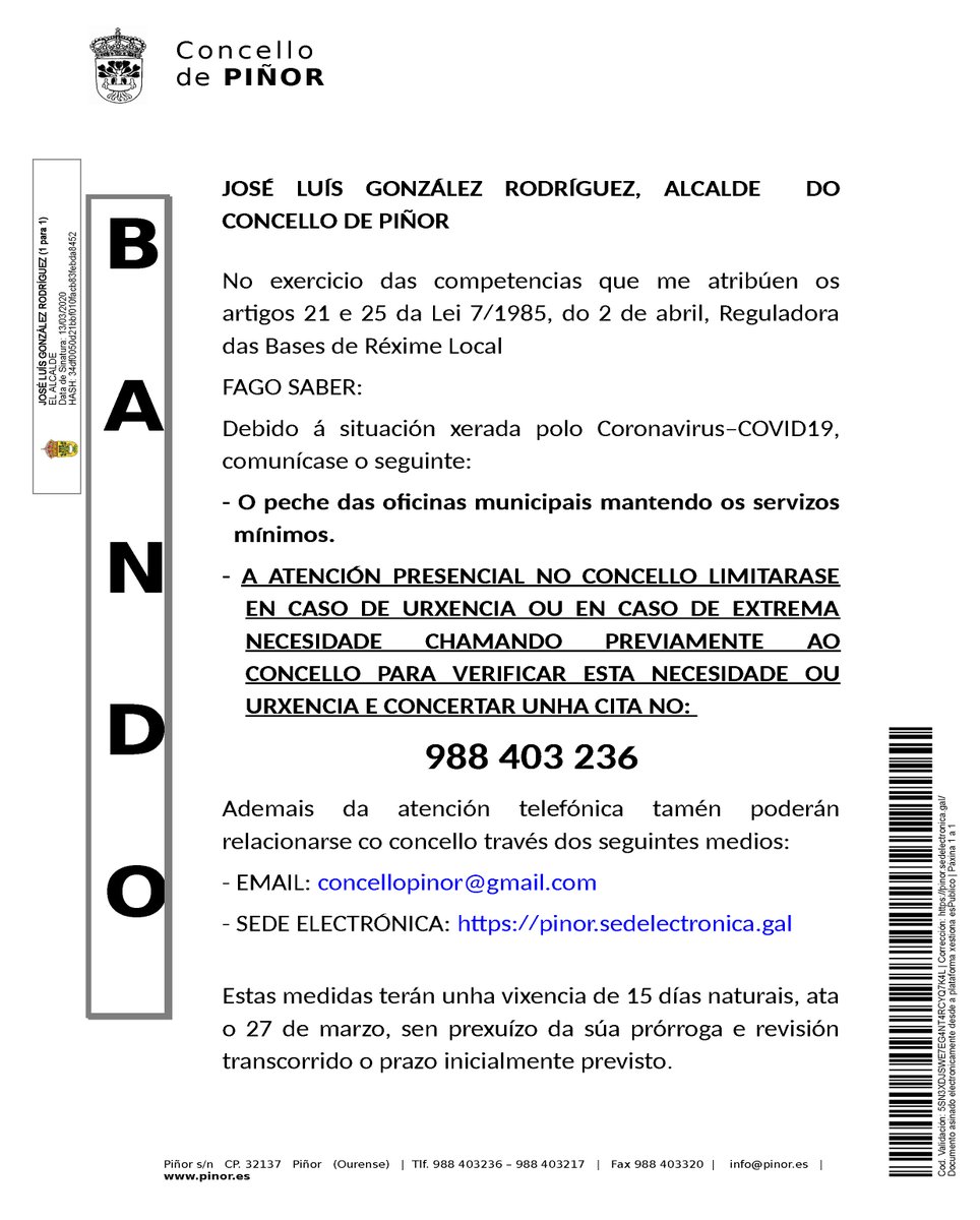 ConcellodePinor's tweet image. AVISO IMPORTANTE!!!