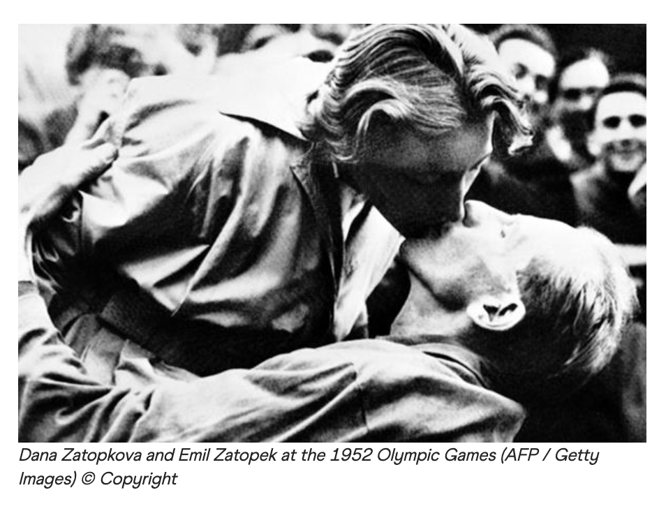 michellesammet's tweet photo. Beautiful piece on the late Dana Zatopkova.

Love her sass when husband Emil Zatopek jokingly tries to claim credit for her Olympic gold in 1952.

"Oh yeah? Go and excite some other girl if you’re so smart. See if she’ll throw a javelin 50 metres for you!”
https://t.co/PUoUzWkcw2 https://t.co/uql19W7Qgf