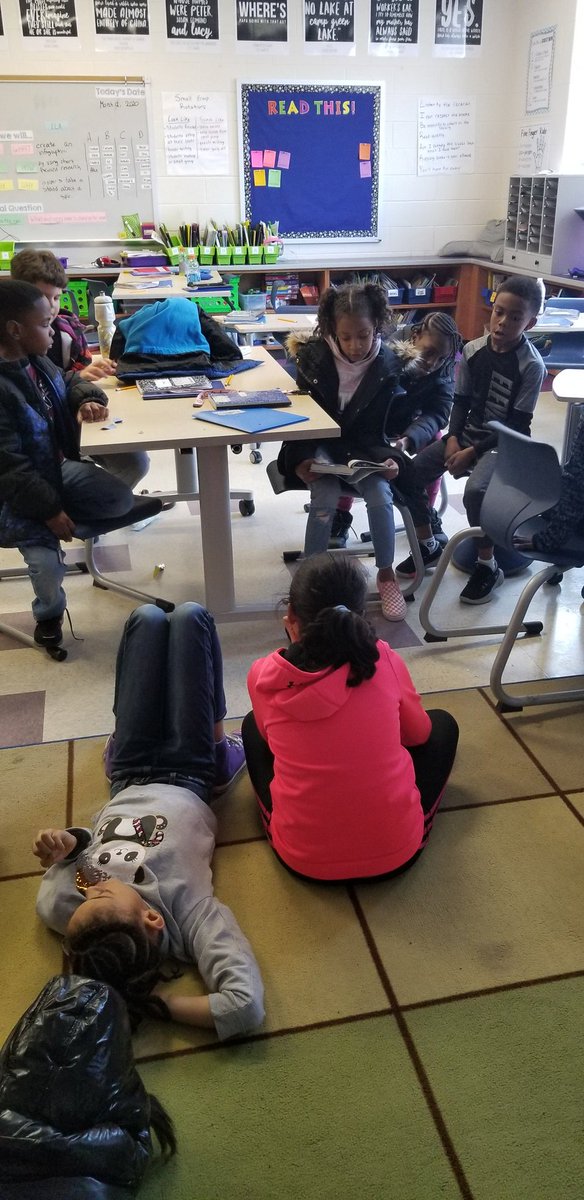 MsBarer's tweet photo. When your throat is sore and your students want to make sure we don't miss a day of read aloud!! Love these kids!! @LyonsMill @LMESReads @MrsSagerSays @MrsTiburziLMES @MsFeldsteinLMES https://t.co/XGwiHj5PDy