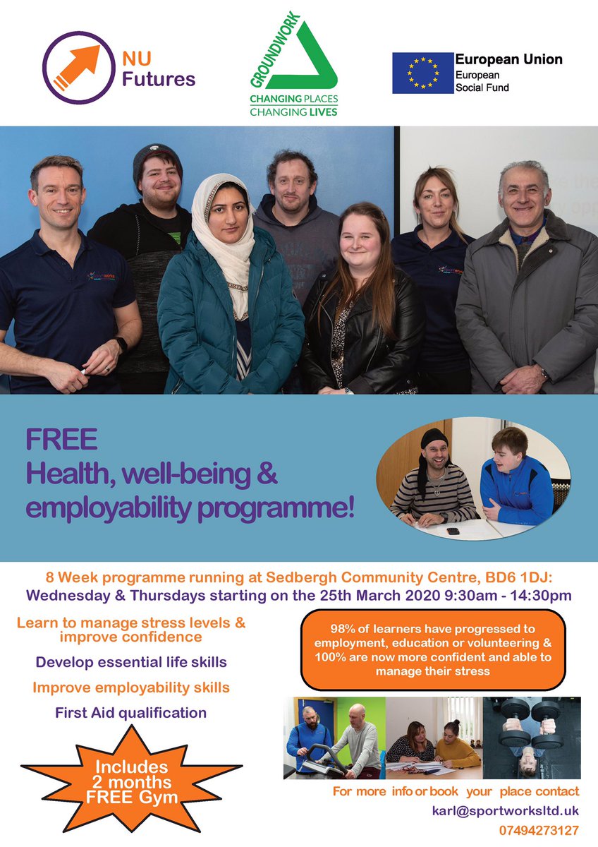 SW_Yorks's tweet image. Amazing FREE health based employability programme near you! 

Contact:
Karl@sportworksltd.uk 
07494273127