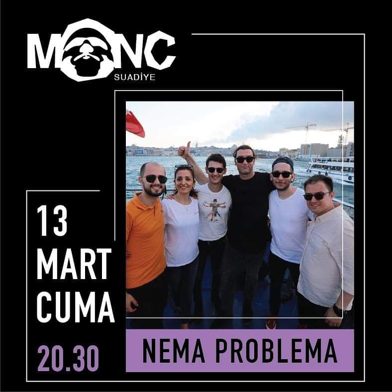 SuadiyeMoncLive's tweet photo. Bu akşam Nema Problema ve Jenerik grupları Monc Live Suadiye sahnesinde olacak.

Bilgi &amp; Rezervasyon: (0216) 410 3937 https://t.co/9iipWI2o2F