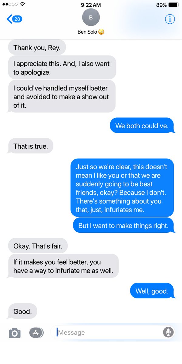  𝟲𝟬.first imessage conversation between ben and rey.