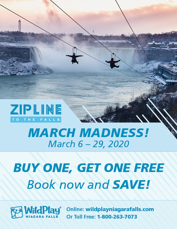 WildPlayNF's tweet photo. MARCH BREAK MADNESS is HERE!

Come by this March Break &amp; check us off of your bucket list!
Witness the breathtaking views of snow and ice of Niagara Falls with a flight without feathers! 

Right now enjoy a BUY ONE, GET ONE FREE deal that wont last!

https://t.co/glzikkM9xD https://t.co/nS2HbJ7UtK