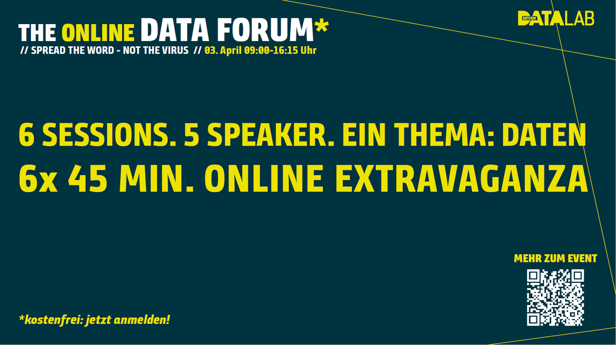 DataALCMST's tweet photo. #COVID19 ruining your #data #conference plans in 2020? #datafestival and #aisummit cancelled? We can give you your data innovation fix! Join @inform_datalab for the free online data forum on the 3rd of April. Sign up here: https://t.co/nFMqmJllGv https://t.co/UqseEKyMdq