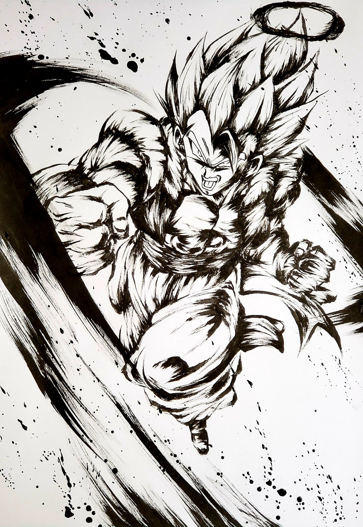 こバya4 在 Twitter 上 今日描けなかったので過去絵 いろんなアニメの墨絵をお楽しみください ドラゴンボール 鬼滅の刃 ワンピース ポケモン 模写 墨絵 イラスト T Co 8au8pz6r67 Twitter