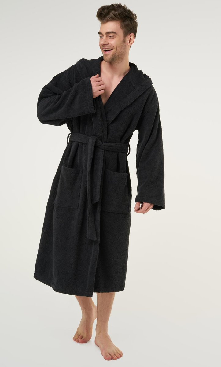 Guy (not me) in hooded towel.