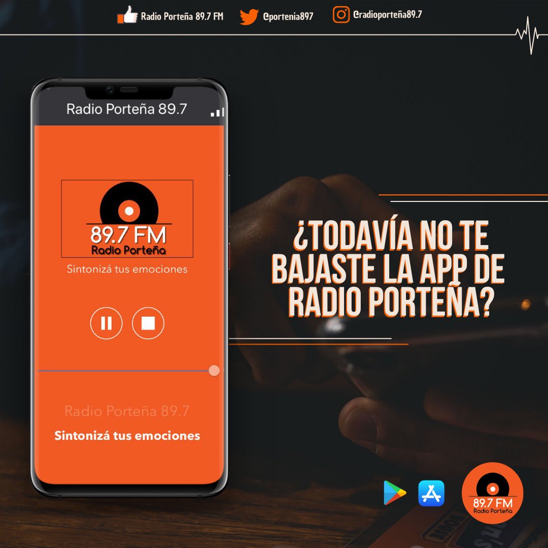 Los éxitos te acompañan a todos lados.
Descarga la app de Radio Porteña y sintoniza tus emociones las 24 hs!