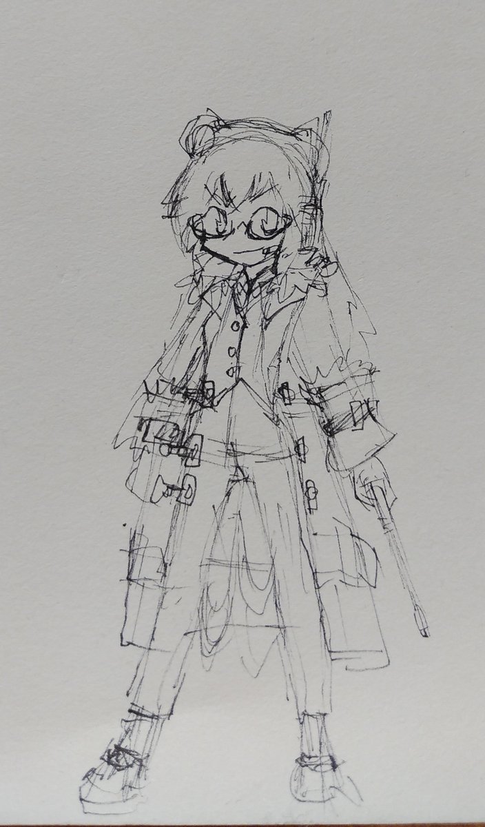 たまにアナログでラクガキするとデジタルの時と絵柄がだいぶ違う感じになるあるある 
