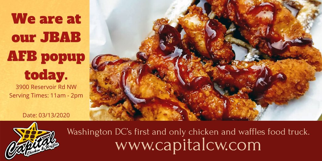 We are at our JBAB AFB popup today.
capitalcw.com
<a href="/RUNINOut/">RUNINOut</a> <a href="/HRBlock/">H&R Block</a> <a href="/WesternUnion/">Western Union</a> <a href="/NatCapWing/">Civil Air Patrol's National Capital Wing 🛩️</a> <a href="/usairforce/">U.S. Air Force</a>
#dcfood #dclunch #dcfoodtruck #WashingtonDC