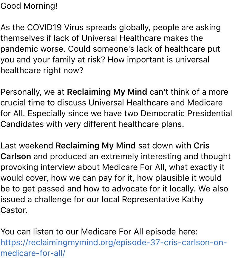 FL4Bernie2020's tweet photo. #FloridaForBernie volunteer Jessica in Tampa Bay recorded a great podcast on #MedicareForAll! Listen here: https://t.co/Jt6Dm1Cj68

#NFLPrimary #EarlyVotingWeek #BernieIsRight #Bernie2020 https://t.co/5Ie9Pk9Oqy