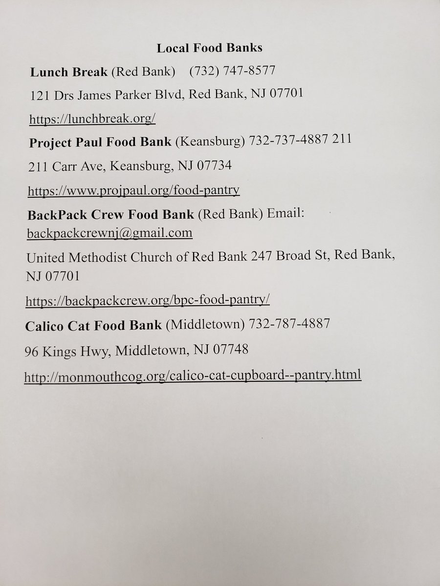List of Food Banks/Pantries local to our Middletown area 
<a href="/MiddletownNJ/">Middletown, NJ</a> <a href="/MTPSpride/">Middletown Township Public Schools</a> <a href="/PoMoPrideMTPS/">#PoMoPride</a> <a href="/MonCtySchNurses/">MonCty School Nurses</a> @backpackcrewnj <a href="/NMNurseEileen/">Eileen</a> <a href="/MVS_NurseDean/">Bernadette Dean</a>