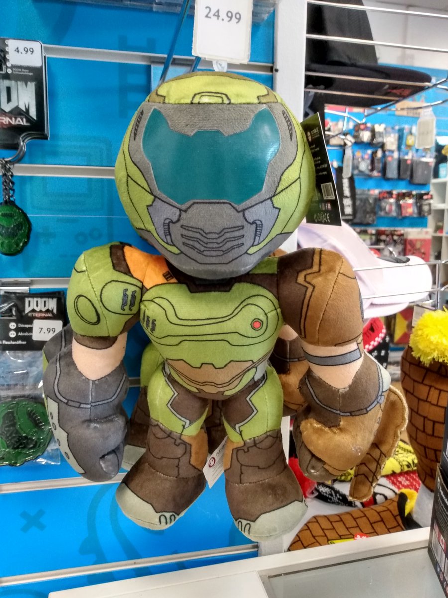 GeekStoreHull's tweet photo. Check out the Doom Slayer plushie new in store now. Just what you need when you are fighting demons!  Just over 29cm tall and in store now for £24.99 @PrincesQuayHull #geekstorehull #DOOMEternal #geekstore #slayer https://t.co/ihUJtHrRPL