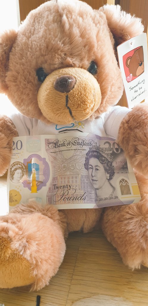 pmorgan1971's tweet image. Received my first #new£20 which I've  donated straight to @naomiandjack. Lucky for me that Bear was on hand to receive it! Who will you donate yours to?