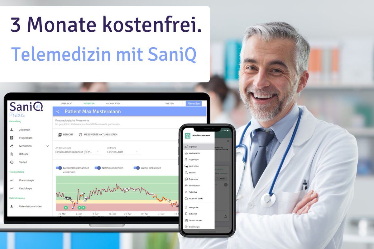 SaniQApp's tweet photo. ÄrztInnen erhalten #Telemedizin mit #SaniQ #kostenlos. Bitte teilen, wir freuen uns über jeden, dem wir helfen können!🙏
INFOS: https://t.co/acW3XhVIXb

#eHealth #CoronaVirusDE #MadeInRLP @ehealthcom @CGMeHealth @jensspahn @Sabine_Baetzing @digitalmedizin @DrJWimmer @RheinZeitung https://t.co/xAwQzkYTGi