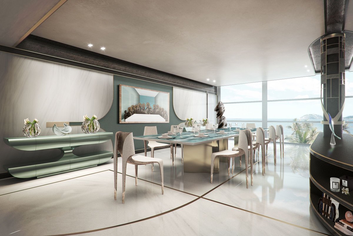 A well-planned family dining zone with a gorgeous marble table and marble floor give a royal feel to the room. 

#CDSprojects #carlisledesignstudio #matthewcarlisle1 #elegantinteriors