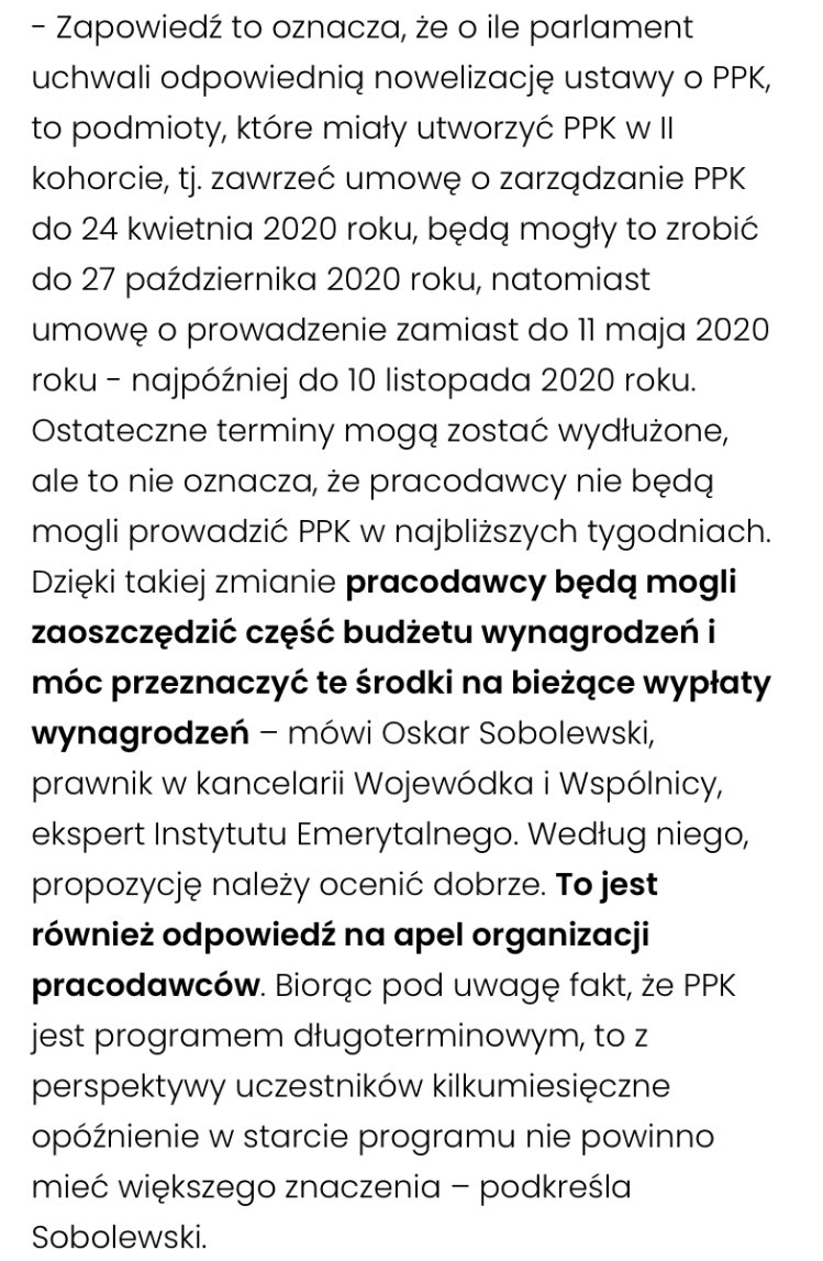 Inst_Emerytalny's tweet photo. O planowanym wydłużeniu czasu na tworzenie #PPK dla pracodawców 50+ (objętych PPK od1/1/20) ,o czym mówił @PawelBorys_, nasi Eksperci @AntoniKolek @OSobolewski komentują dla @PrawoPLserwis i @gazeta_wyborcza.
#ReformaOFE #OFE
https://t.co/CE3YLVxO7L
https://t.co/vW94AoqV8M https://t.co/xdDG80qUu1