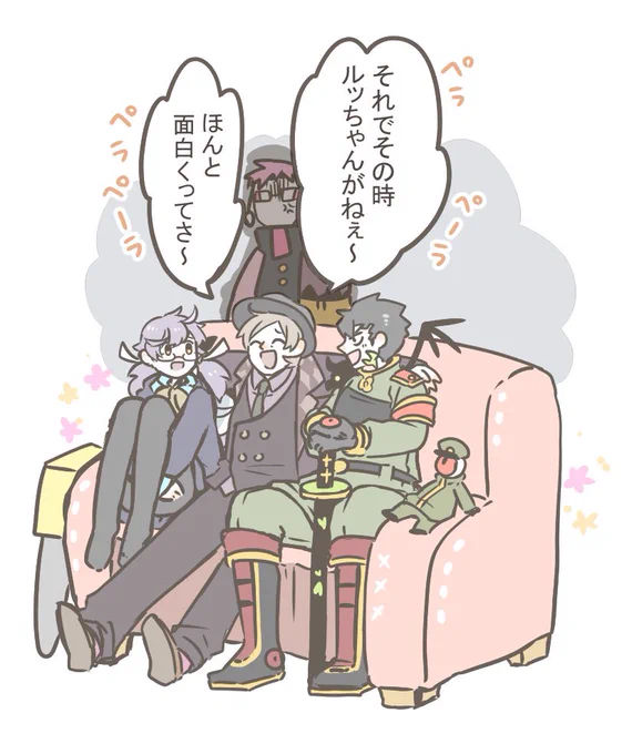 ルチアーノの恥ずかしい話を
たくさん知ってる
エンフィールドさん。

 #コンパスお絵かき 