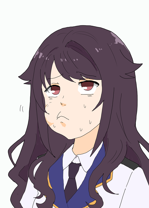 「お弁当に入っていたエビの尻尾が歯の間に挟まり舌で何とかしようとする宗谷真霜さん 」|明日葉トモロウ/ダービーガールズ８【C-33】のイラスト
