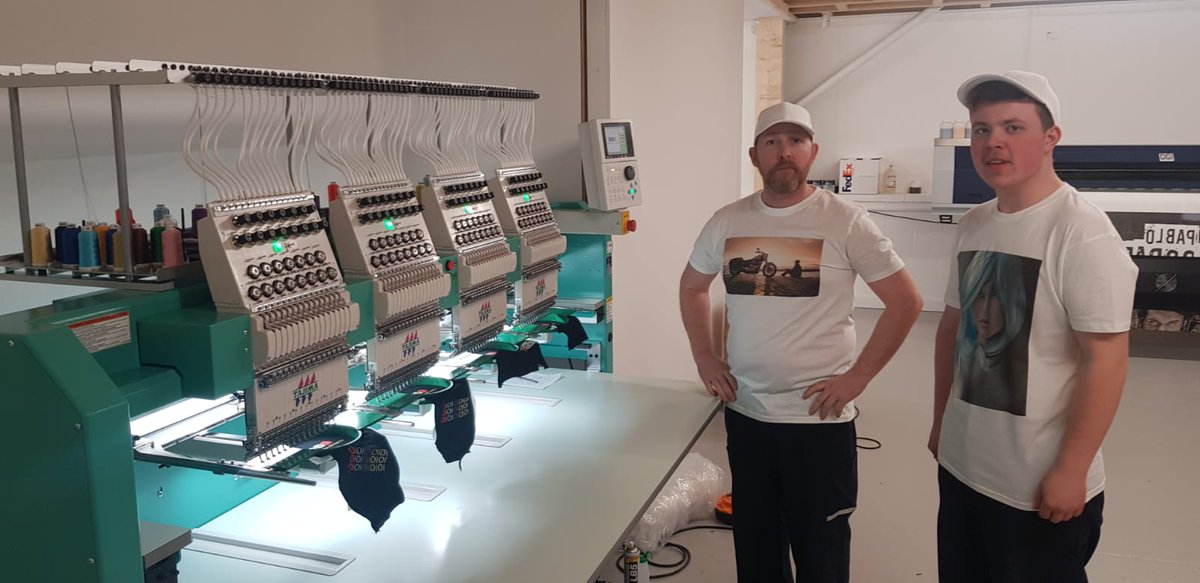 AJSEmbroidery's tweet photo. A big thank you to Geoff and his team at Geoff Smith Printing &amp; Embroidery on purchasing their new Tajima 4 head today. We'd like to wish them the very best in their new 'embroidery' venture. 
#TeamAJS #TajimaUK #anotherinstallationbyAJS 🙌 https://t.co/1DAminVPpW