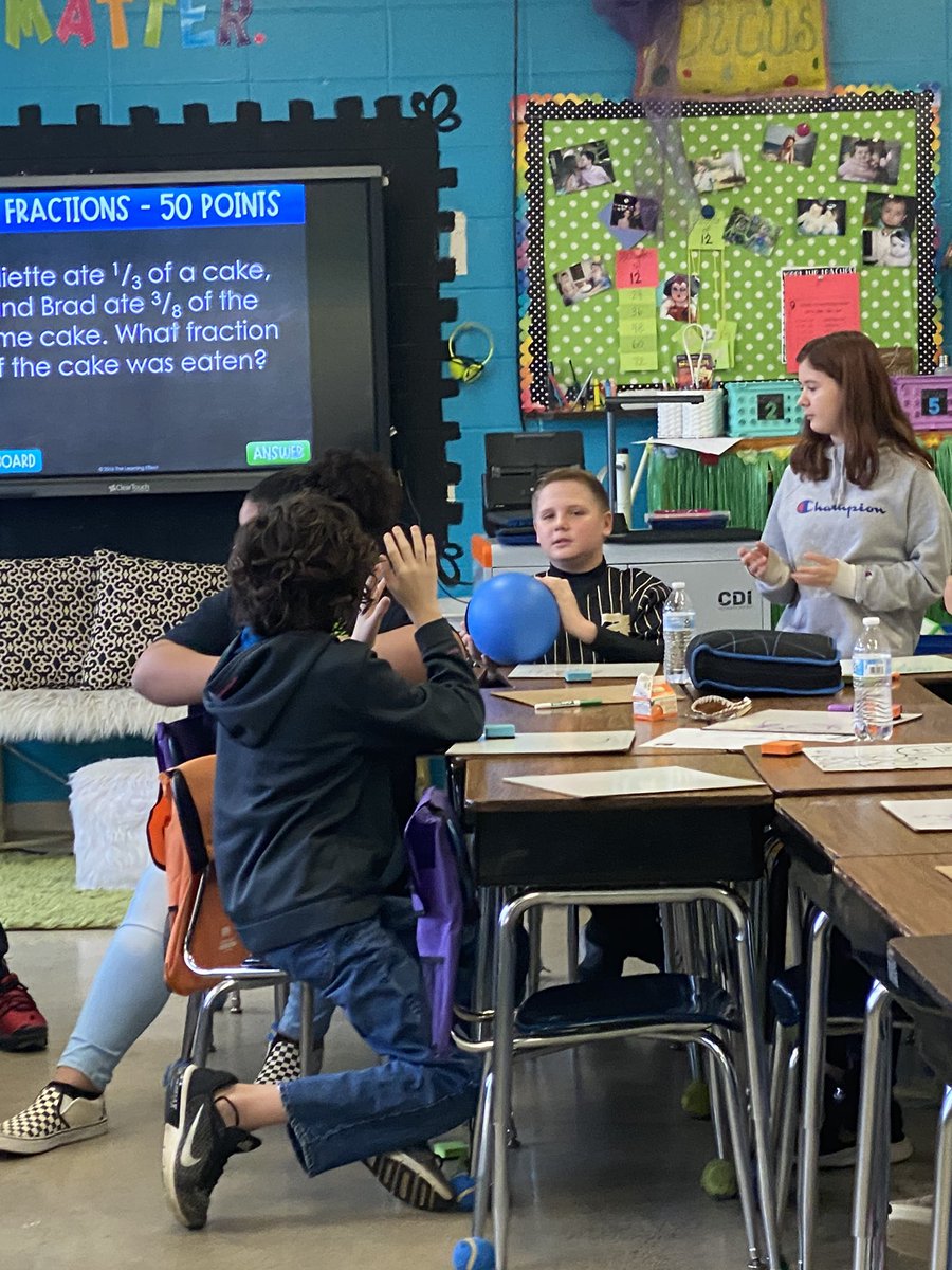 dicus_mrs's tweet photo. Reviewing fractions today with a game of “Play or Pass” using our new @goPEEQ Qball! The special texture of the ball allows us to throw, bounce, or toss it to a peer, and allows them state their answer into the ball’s microphone. Super cool and so engaging! 🤓⛹🏻‍♀️⛹🏾‍♂️@CISWildcats https://t.co/Mg1ELtbPX0