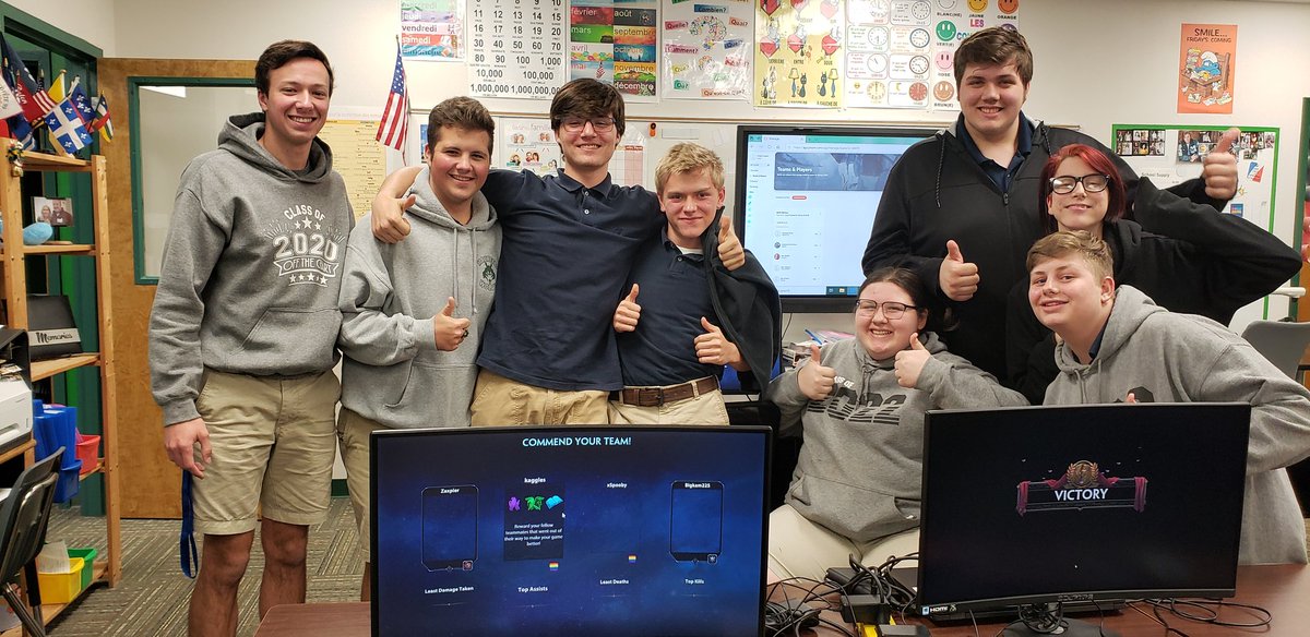 Fredledent's tweet photo. So proud of my esports team! They won their first matches last night. We are all so excited. It is amazing to watch them coming as a team. They communicate and help each other so well during games and matches! #MHSWOLVES #ESPORTS #PLAYVS https://t.co/I2KKZpJCcu