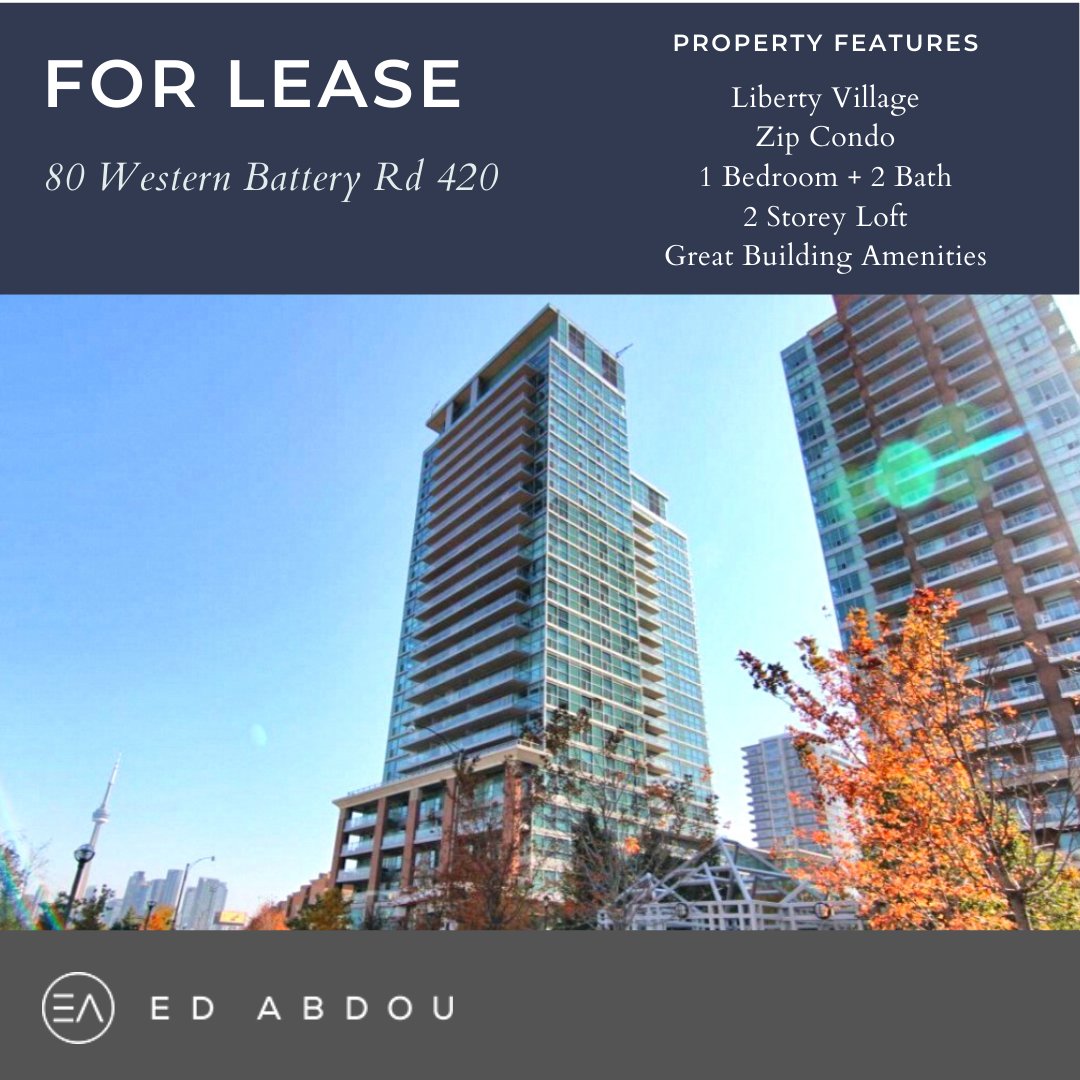 EdSellsThe6ix's tweet photo. #ForLease π 80 Western Battery Rd 420 This stunning #ZipCondo by Monarch is located in the heart of trendy #LibertyVillage! An #ultramodern 2 storey #loft with #sleek #cleanfinishes and #floortoceilingwindows. Give me a call! (416) 918-9144 #TorontoRealEstate #Condos #Lease https://t.co/EPPNqHMtYy