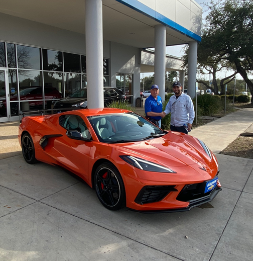 Congratulations and thanks to our great customer, Cesar Cisneros of Laredo. Cesar is the proud owner of our first 2020 Corvette Stingray. Wow, what a beautiful car! He took delivery today from his friend Garland Boehme at Brown Chevrolet in Devine.