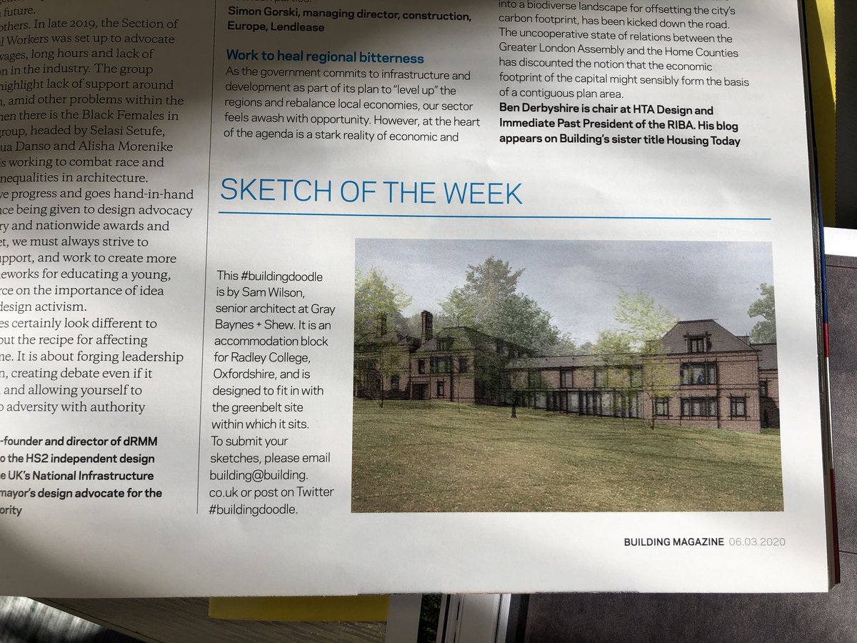 Nice mention in <a href="/BuildingNews/">Building News</a> magazine of a brilliant sketch Senior Architect Sam Wilson drew for <a href="/RadleyCollege/">Radley College</a> 😁
