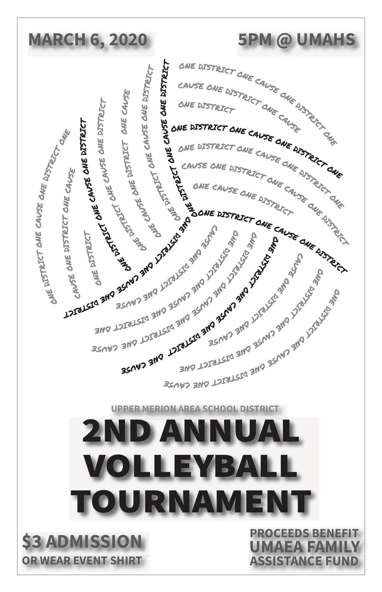 Tonight's the night! Come out to UMAHS at 5 to cheer on your favorite staff team.  One District, One Cause is raising money for the UMAEA Family Assistance Fund.  $3 to enter and there will be food for sale and amazing raffle baskets to bid on (cash only).  See you there!