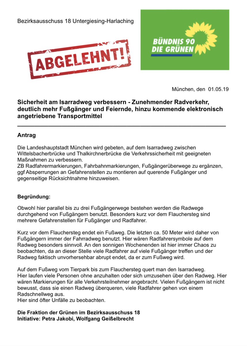 petra_jakobi's tweet photo. #saubasogi #verkehrswende #RadlOffensive #Klimaschutz #CO2 #Radverkehr #Radlring #zuFuß #jogging #ebike #barrierefrei #rad #Klimakrise #Klimaziele #Klimawandel

https://t.co/RKvskST8vf

Sicherheit am Isarradweg verbessern https://t.co/QyGuWTrl3V