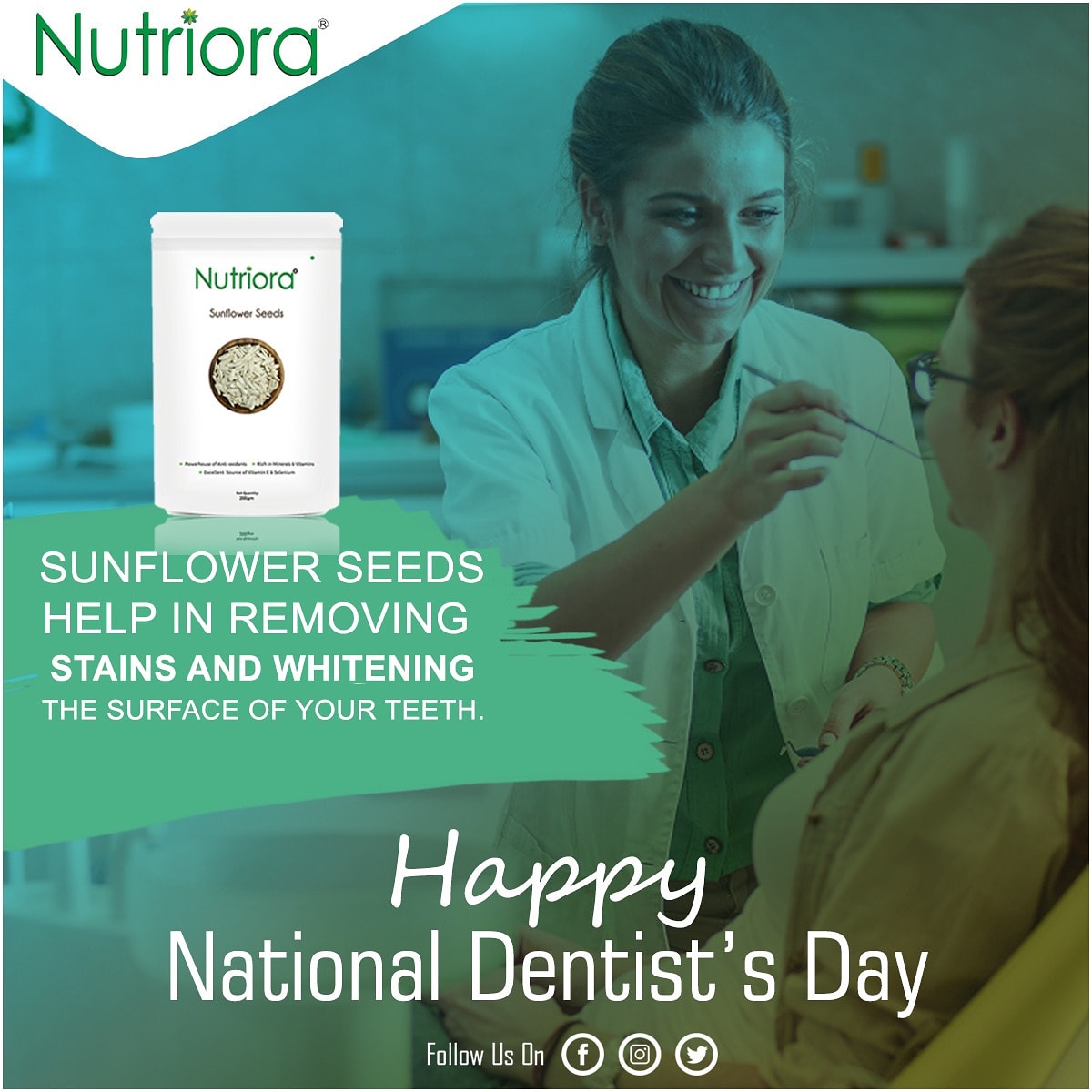 iNutriora's tweet photo. On this National Dentist Day brush off all your worries and brighten you day with a sweet smile. Happy dentist day to all.
Visit : https://t.co/CV1ge2sjGl
#NationalDentistDay #Nutriora #Sunflowerseeds #qualityproduct #naturalseeds https://t.co/TZIvml6OGV