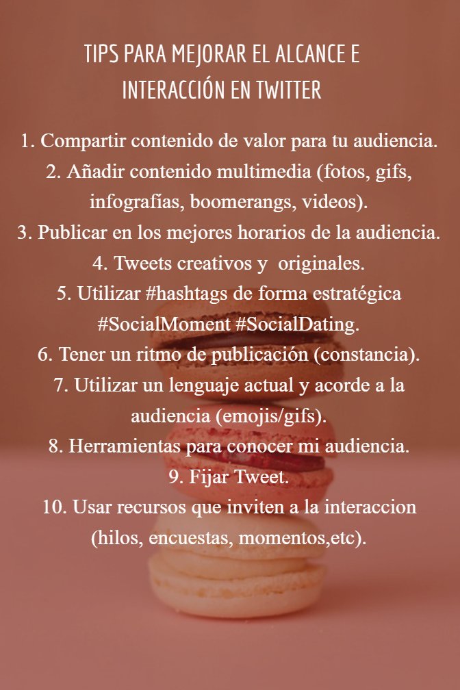 RomiStefany's tweet photo. ¿Como generar un buen alcance y una buena interacción en Twitter?

Aquí les dejo unos tips...📝

#clase3 #equipo167 https://t.co/PumHpRHED2
