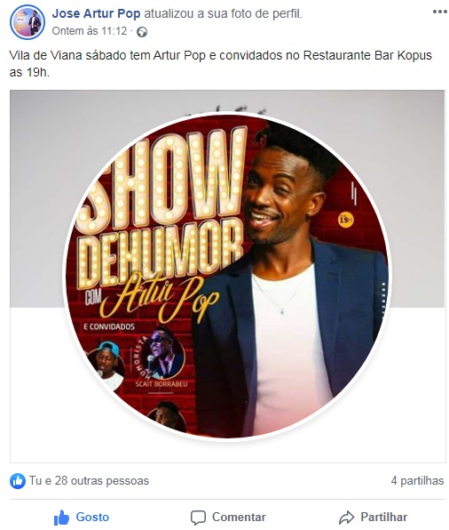 sedfilms2022's tweet photo. Amanhã tem Artur Pop e Convidados no Restaurante Kopus Bar da Vila de Viana (Ex Gustus) entre a Mecanagro e o Magnolia. 
A partir das 19h traga a sua amada e mostra-lhe que ir ao show e rir é o melhor remédio.
Ingressos a 1500 Kz com direito a 1  copo de fino.
INFO: 912998311 https://t.co/1LGz7gnTPq