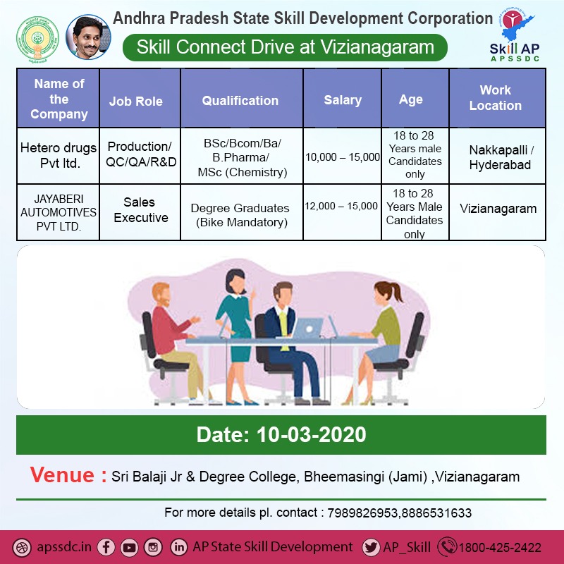 AP_Skill's tweet photo. AP Skill Development Skill Connect Drive at @vzmgoap
For registration visit: https://t.co/6Wg2wJvIMQ
Date: 10-03-2020
#APbestinskilldevelopment
#SkillHacks
#skillAP
#skillindia https://t.co/NIAgeVlI2D