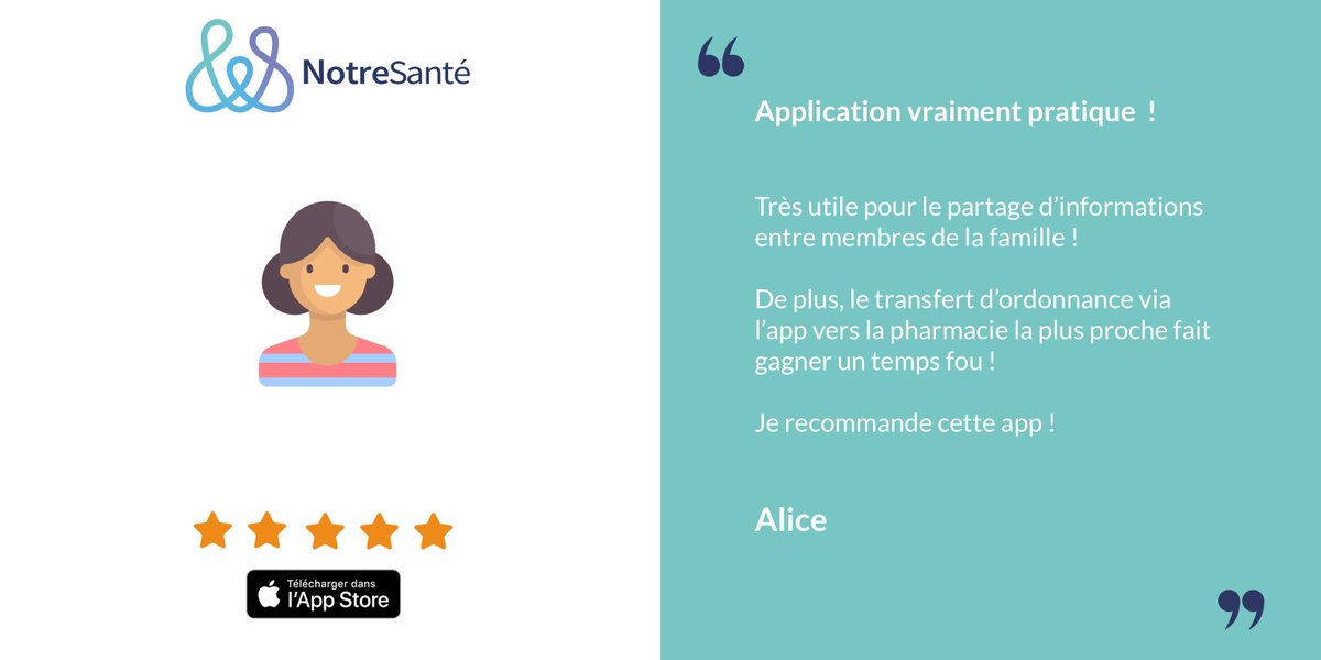 GererNotreSante's tweet photo. Hello !👋 N'hésitez pas à #télécharger notre #app
@GererNotreSante et à rédiger votre avis sur les #stores comme Alice ! Votre #feedback nous tient à coeur pour nos prochaines versions ! 📱
➡️ App Store : https://t.co/6W2NfmW5JJ
➡️ Google Play : https://t.co/DURZ8vpTAb https://t.co/q9gRBRuIQK