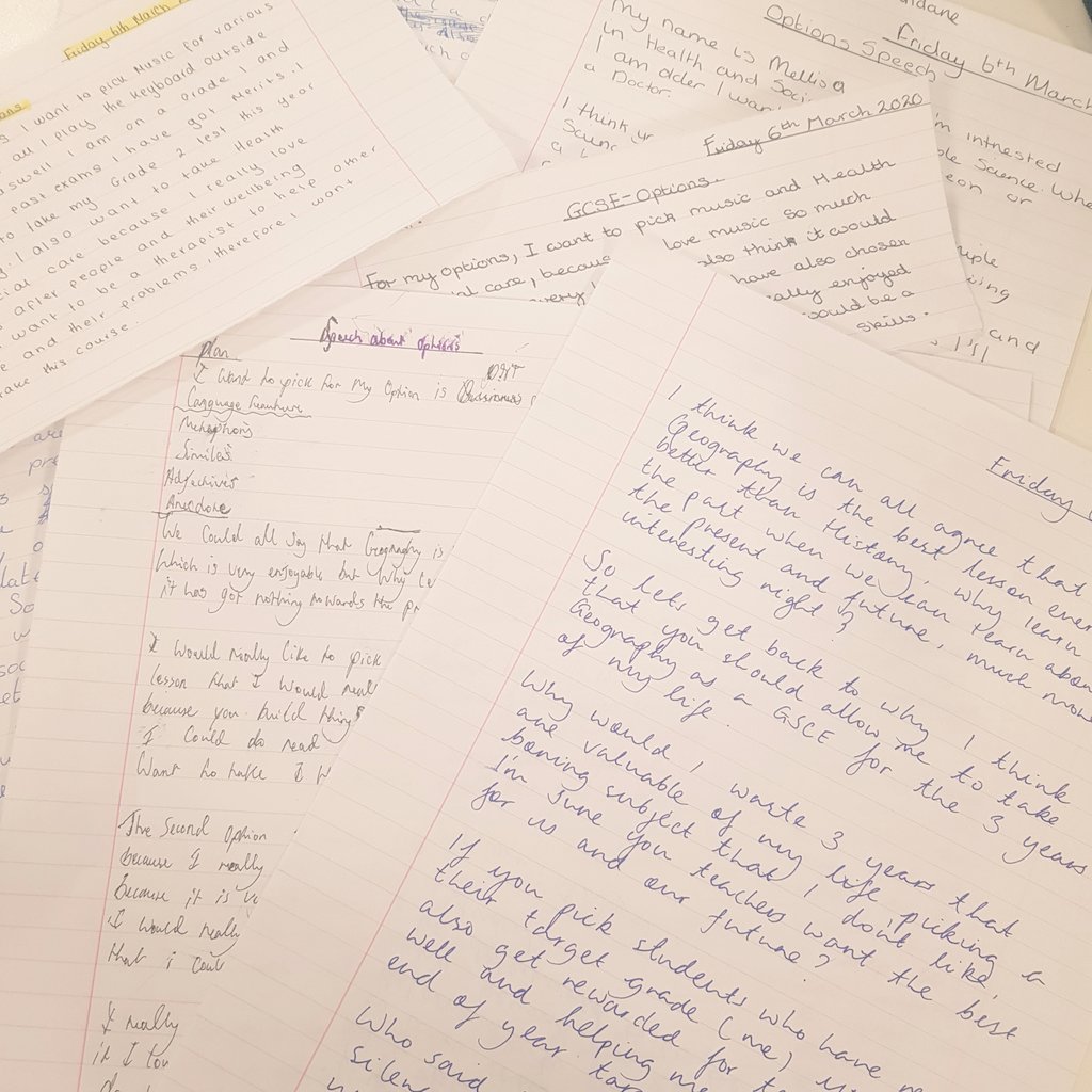MissMills_AHS's tweet photo. Ouick cover lesson #1 - Well done to Year 8 who produced some very persuasive speeches about why they should be accepted onto their first choice subjects. @AldersleyHighSc #beprepared #year8options #challengeyourself https://t.co/7sM9XEBZor
