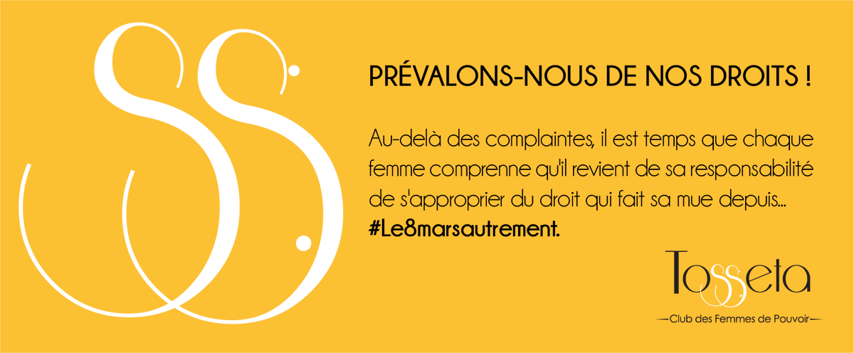 LamazoneW's tweet image. Femmes, connais la vérité et la vérité t'affranchira.
Prévalons-nous toutes de nos droits pour le 8 mars autrement en Côte d'Ivoire. 
#Tosseta_le_club_des_femmes_de_pouvoir
#Why_me
#We_for_her
#Le8marsautrement