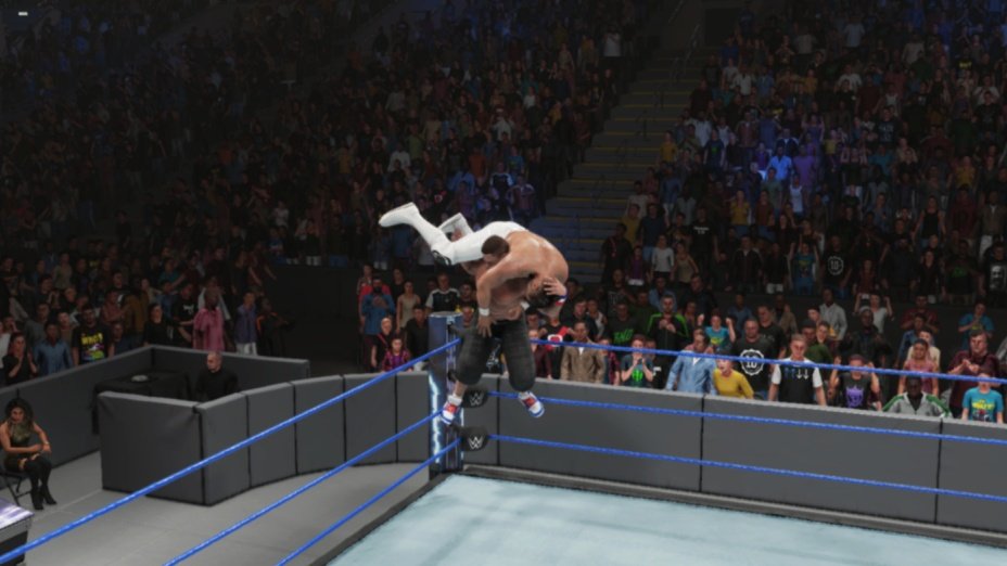 floydbanks2k26's tweet photo. The #JohnCena #USOpenChallenge had @AndradeCienWWE and @JohnCena do battle for the #UnitedStatesTitle.  But in the end, an Attitude Adjustment from the top rope is in play.  #AndradeCienAlmas #XboxOne #XboxShare  #WWE2K19 #ZelinaVega #JohnCena https://t.co/YhbTt1qZnz