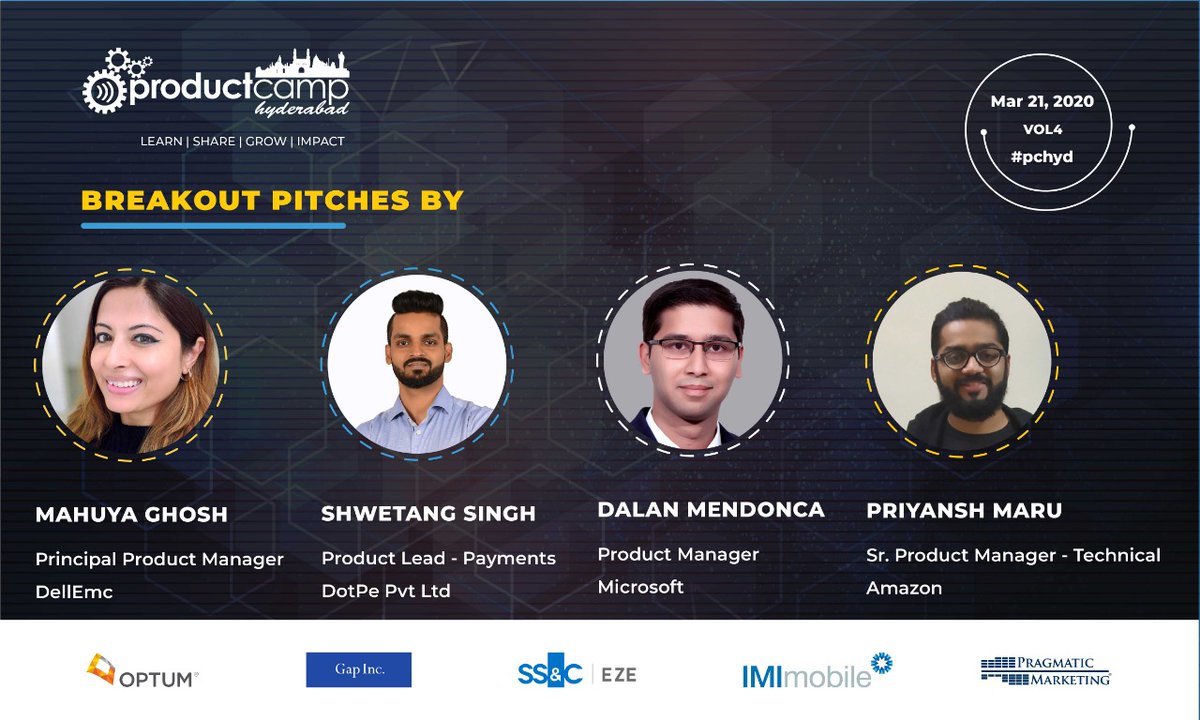 Hyderabad! Here we go... unveiling our 1st set of Breakout pitches. From product ideation to creating magic in them, we have you covered 😉

Click here - productcamphyd.com/speakers-vol4/

#pch #vol4 #pchyd #productcamphyd #productmanagement #productmarketing #productowners #UX #UI