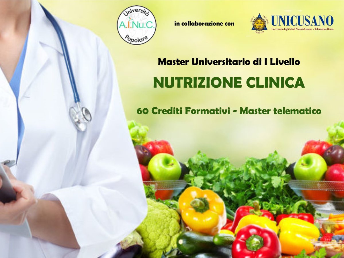 Upainuc's tweet photo. Master Universitario Telematico in Nutrizione Clinica

#upainuc in partnership con @unicusano UNICUSANO

per informazioni https://t.co/KNp78ySIMP o scrivici a info@upainuc.it https://t.co/HrruWDxp5r