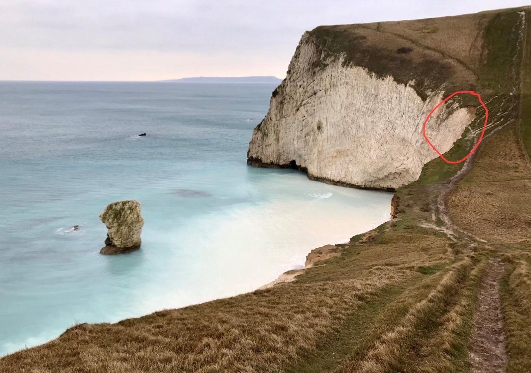 Reports of a cliff fall in-between Durdle Door and White Nothe were investigated yesterday. 
We found a continuation of the cliff fall on the eastern side of Bat's Head. The remainder of the path is still safe closest to the fence. As ever, take care on our dynamic coast.