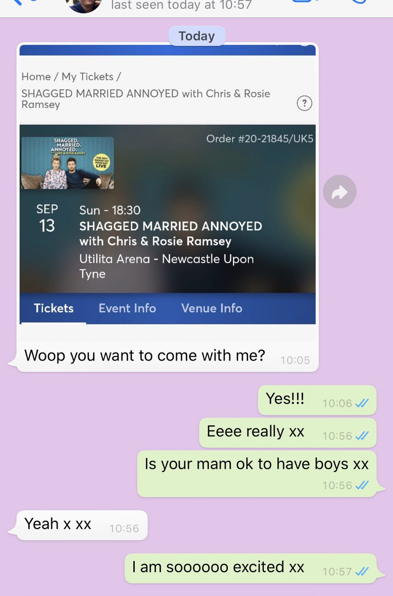 eblacklock's tweet photo. When your husband texts you this out of the blue...... absolutely!!!! he wouldn’t dare take anyone else 🤣 @Rosemarino @IAmChrisRamsey https://t.co/bZNm7sciNw