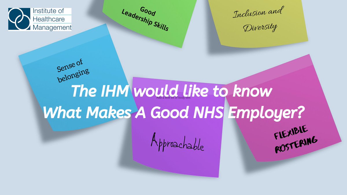 IHM_tweets's tweet image. The IHM would like to know what makes a good NHS employer. Please take part in our quick survey - click here: zcu.io/2BZX 

@RoyLilley @gbtpo @FabNHSStuff