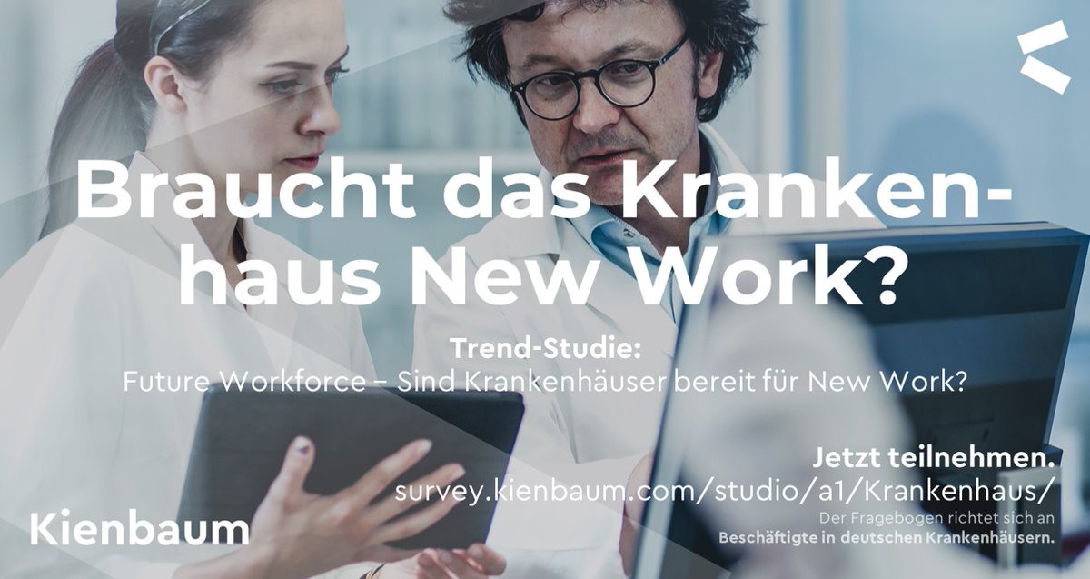 Nehmen Sie an unserer Studie „Future Workforce –  Sind Krankenhäuser bereit für New Work?“ teil.
📍 Zur Befragung: survey.kienbaum.com/studio/a1/Kran…
 Bei Fragen zum Angebot der Kienbaum KH-Beratung sprechen Sie uns an! @hilmar_schmidt <a href="/KienbaumConsult/">Kienbaum</a> 
#Kienbaum Leading by #WePowerment
