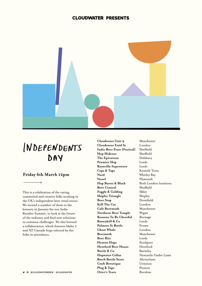 temple_beer's tweet photo. Launching at 12 today, brewed by @cloudwaterbrew in celebration & support of the UK's Indie Beer Retailers many of whom I've had the pleasure of sharing a beer or two with, I feel blessed to be a part of this community 🍻
#independentsDayBeer #ShopLocal #DrinkFresh #HopsFadeFast https://t.co/2k4vE9SxN7