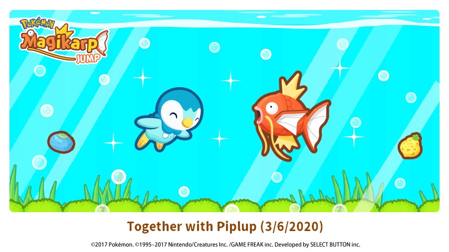 Together with Piplup (3/6/2020) #Magikarp appkmn.com/mj
