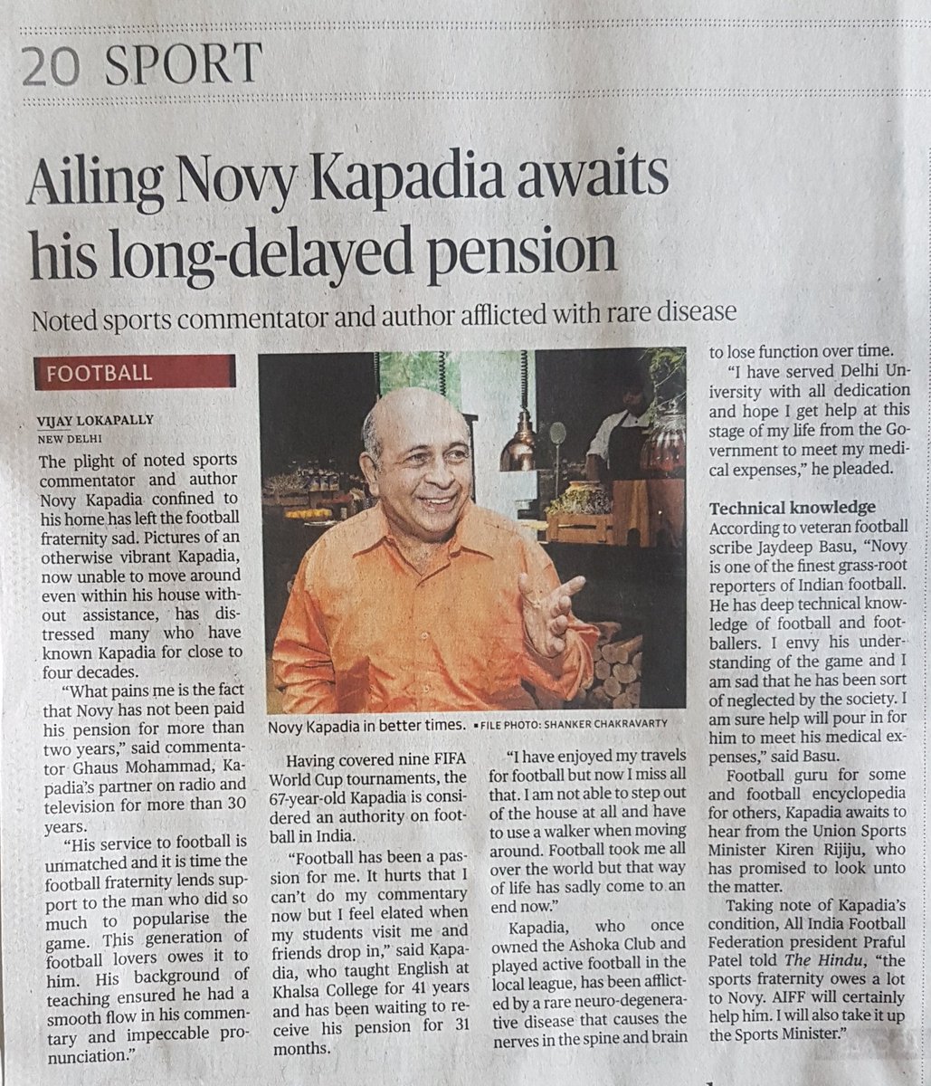 SidharthDatta's tweet photo. @NovyKapadia has been one of the most inspiring educators &amp; most loved voices of Indian football (TV, radio &amp; print). Ours is a culture of 'GururBramha', what good are we if such a man has to struggle for his dues? I urge to your honour...please act. @HRDMinistry @DrRPNishank 🙏 https://t.co/JqP8jjtJS3